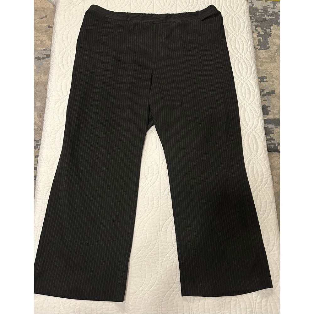 Catherines 3X 26/28W Pinstripe Wide Leg Dress Pants Elastic Back Plus Size